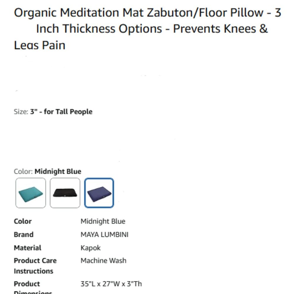 Zabuton Meditation Mat - Luxurious Meditation Cushion Floor Pillow - Picture 6 of 11